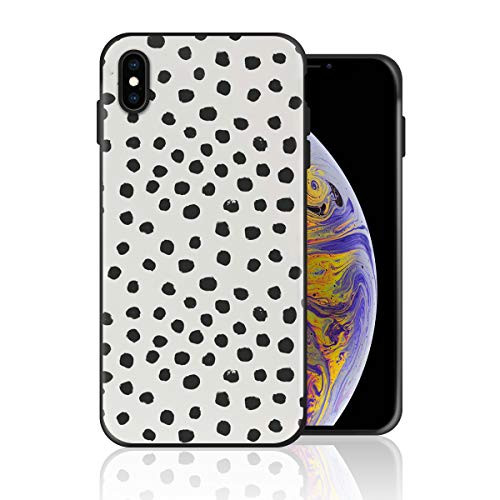 Silicone Case for iPhone 11 Pro Max, Preppy Brushstroke Polka Dots Black and White Spots Dots Animal Spots Phone Case Full Body Protection Shockproof