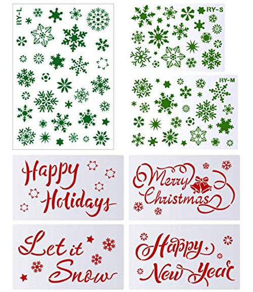 Onene Set of 7 Christmas Stencils Templates Christmas Drawing Templates Hollow Out Painting Stencils with Snowflakes Happy New Year Merry Christmas Ha Onene Set of 7 Christmas Stencils Templates Christmas Drawing Templates Hollow Out Painting Stencils with Snowflakes Happy New Year Merry Christmas Ha