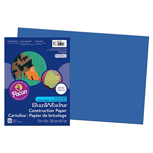 SunWorks PAC7307BN Construction Paper, Dark Blue, 12" x 18", 50 Sheets Per Pack, 10 Packs