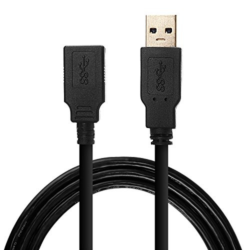 USB Extension Cable, Super-Speed USB 3.0 Type A Male to Female Lead, 5Gbps Data Transfer and Charging Extender Cord (6ft-Black)