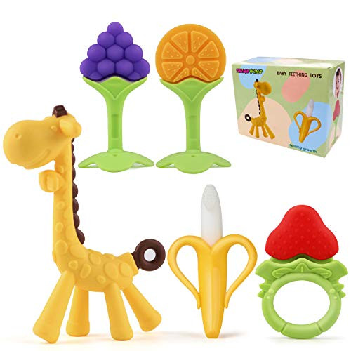 Baby Teething Toys, 5Pcs BPA Free Teething Toys Set Teethers for Babies 0-6 Months Freezer Safe Silicone Teethers Baby Gift Teething Toys for 6-12 Mon Baby Teething Toys, 5Pcs BPA Free Teething Toys Set Teethers for Babies 0-6 Months Freezer Safe Silicone Teethers Baby Gift Teething Toys for 6-12 Mon