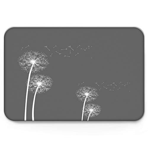wanxinfu Doormats Grey White Dandelion Welcome Mats 16'' x 24'', Non Slip Backing Rubber Shoes Scraper Mud Dirt Scraper Entrance Mats Rugs for Indoor