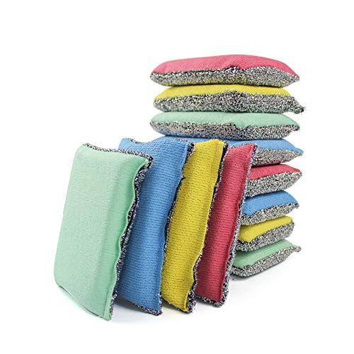 Colin Microfiber Scrubber Sponge, 12-Pack of Non-Scratch Kitchen Scrubbies, Dishwashing and Bathroom Sponges