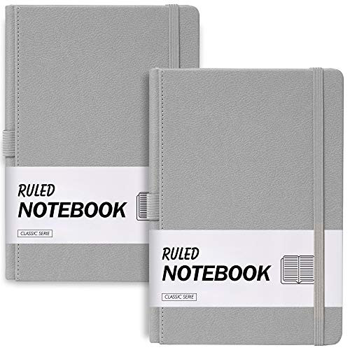 2 Pack Ruled Notebook Journal, Lined Notebook and Journal Hardcover Thick Paper A5 with Inner Pocket, 96 Sheets/192 Pages per Notebook, 5.8?.2 Inch (G