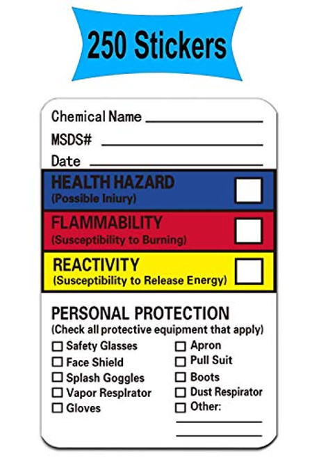 SDS Stickers/MSDS Stickers for Chemical Safty Data 2 X 3 Inches - Chemical Identifying and Labeling Sticker Decals - 250 HIMG Write-in Labels (SDS, 2x