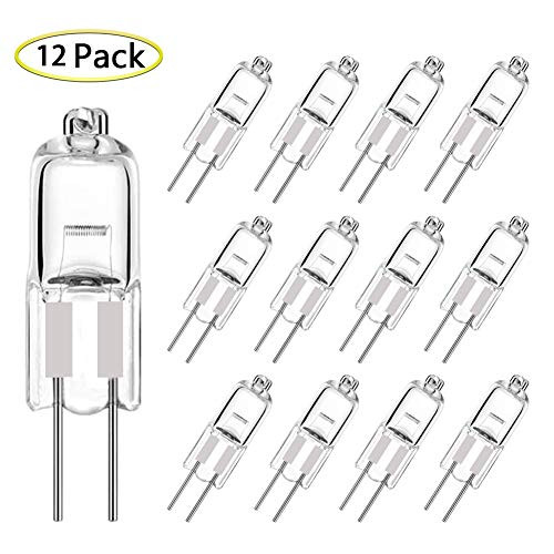 G4 Halogen Bulb 20W, 12 Pack Dimmable G4 Light Bulb for Under Cabinet Puck Light, Chandeliers, Track Lighting, AC/DC 12 Volt, T3 JC Type Bi-Pin G4 Bas