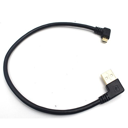USB to Micro USB Cable- Aggice 30cm Length Golden Plated USB 2.0 Type A to 90 Degree Micro USB Male Extension Cable (Golden 30cm Left Angle)