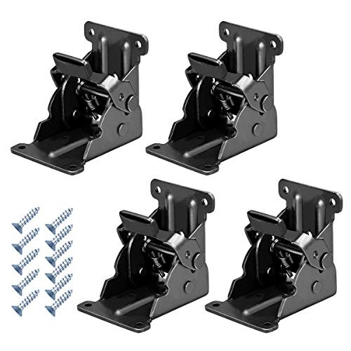 Folding Brackets 4 Pcs 0-90 Degree Lock Extension Support for Table Bed Leg Bronze Steel Foldable Hinge Hardware with Screws (0-90 Degrees, Bronze)