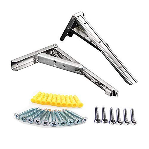 2Pcs 10 inch Folding Spring Loaded with Screws,Supports Shelf Bracket Wall Mount Support for Undermount Sinks,Microwave,Beds and Other Furniture(10 in