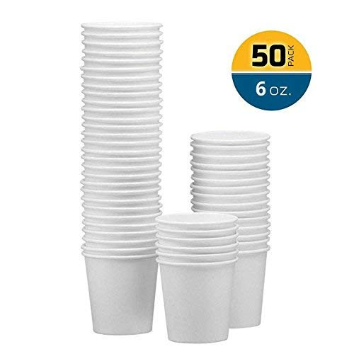 NYHI 50-Pack White Paper Disposable Cups  Hot/Cold Beverage Drinking Cup for Water, Juice, Coffee or Tea  Ideal for Water Coolers, Party, or Coffee On