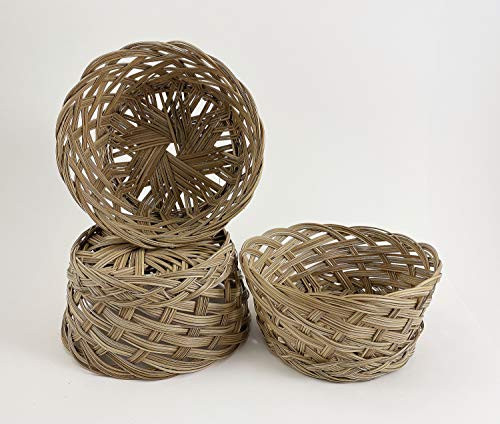 CalCastle Round Gift Baskets, Woven Bread Roll Baskets, Food Serving Baskets, Natural Coco Midrib Material (6" - 3 PCS)
