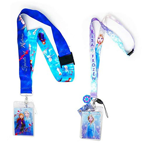Disney Frozen 2 Elsa and Elsa/Anna Lanyard with Card Holder/Badge Holder (2 Pack)