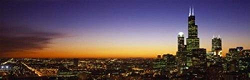 Posterazzi PPI52533S Night Chicago IL USA Poster Print, 18 x 6
