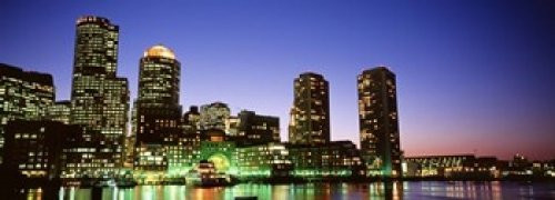 Skyscrapers at the waterfront lit up at night Boston Massachusetts USA Poster Print (18 x 7) Skyscrapers at the waterfront lit up at night Boston Massachusetts USA Poster Print (18 x 7)