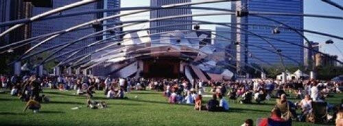 Posterazzi People At A Lawn Pritzker Pavilion Millennium Park Chicago Illinois USA Poster Print, (18 x 7)