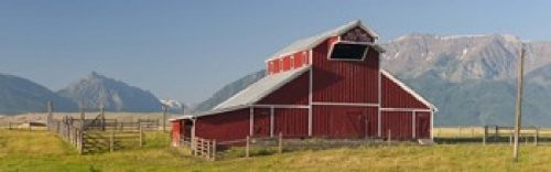 Posterazzi Barn in a field Mountains in the background Joseph Wallowa County Oregon USA Poster Print, (18 x 6)