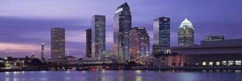 Posterazzi USA Florida Tampa View of an urban skyline at night Poster Print, (18 x 6)