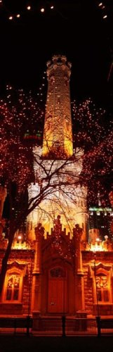 Night Old Water Tower Chicago Illinois USA Poster Print (18 x 6)