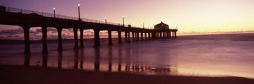 Posterazzi PPI129408S Silhouette Pier Manhattan Beach Los Angeles County California USA Poster Print, 18 x 6, Varies