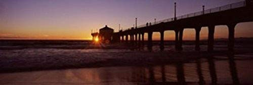 Posterazzi PPI129411S Silhouette Pier Manhattan Beach Los Angeles County California USA Poster Print, 18 x 6, Varies