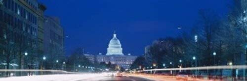 Posterazzi Government lit up at dusk Capitol Building Pennsylvania Avenue Washington DC USA Poster Print, (18 x 6)