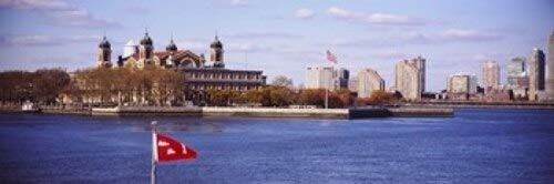 Posterazzi Museum and Skyscrapers viewed Through a Ferry Jersey Ellis Island City New York State USA Poster Print, (18 x 6), Varies