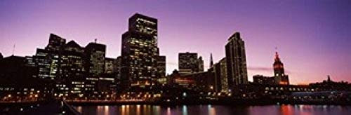 Posterazzi PPI141598S Buildings at the waterfront lit up at dusk San Francisco California USA Poster Print, 18 x 6