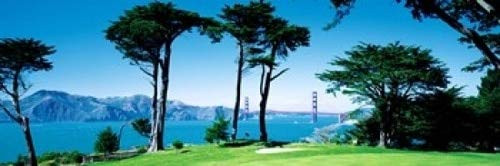Posterazzi Golf Course w Golden Gate Bridge San Francisco CA USA Poster Print, (18 x 6)