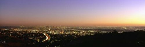 Aerial view of buildings in a city at dusk from Hollywood Hills Hollywood City of Los Angeles California USA Poster Print (18 x 6) Aerial view of buildings in a city at dusk from Hollywood Hills Hollywood City of Los Angeles California USA Poster Print (18 x 6)