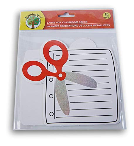 Notebook Paper and Scissors Classroom Decor Foil Paper Cut-Outs - 10 Count