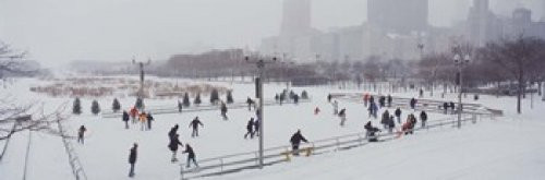 Posterazzi Group of people ice skating Bicentennial Park Chicago Cook County Illinois USA Poster Print, (18 x 6)