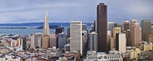 Posterazzi Skyscrapers in the city with the Oakland Bay Bridge in the background San Francisco California USA 2011 Poster Print, (15 x 6)