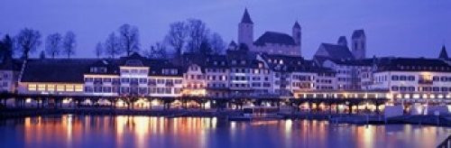 Posterazzi Evening Lake Zurich Rapperswil Switzerland Poster Print, (18 x 6)