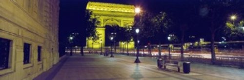 Posterazzi France Paris Arc de Triomphe night Poster Print, (18 x 6)
