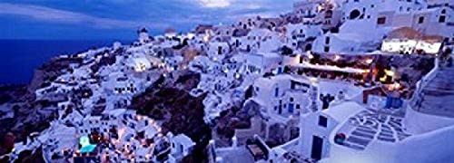 High angle view of buildings in a city Santorini Cyclades Islands Greece Poster Print (18 x 7)