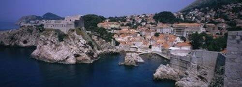 Posterazzi Town at the waterfront Lovrijenac Bokar Fortress Dubrovnik Croatia Poster Print, (18 x 7)
