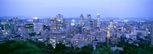 Cityscape at dusk Montreal Quebec Canada Poster Print (18 x 7)