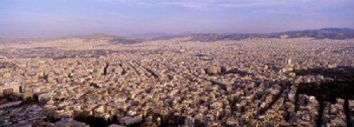 Aerial view of a city Athens Greece Poster Print (18 x 7)