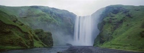 Panoramic View Of A Waterfall Skogafoss Waterfall Skogar Iceland Poster Print (15 x 6)
