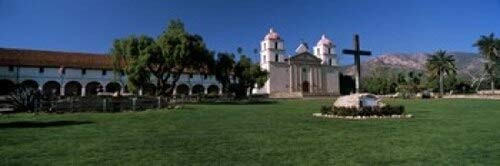 Posterazzi Cross with a church in the background Mission Santa Barbara California USA Poster Print, (18 x 6)