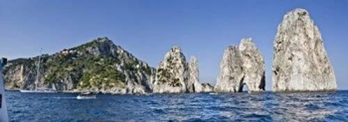Posterazzi Rock formations in the sea Faraglioni Capri Naples Campania Italy Poster Print, (18 x 7)