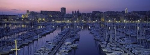 Posterazzi PPI132282S Boats docked at a harbor Marseille Bouches-Du-Rhone Provence-Alpes-Cote d'Azur France Poster Print, 18 x 7