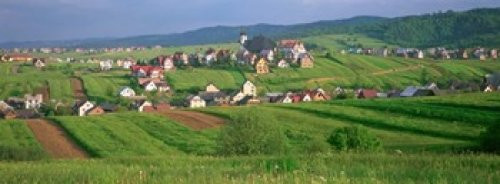 Posterazzi High angle view of houses in a field Tatra Mountains Slovakia Poster Print, (18 x 7)
