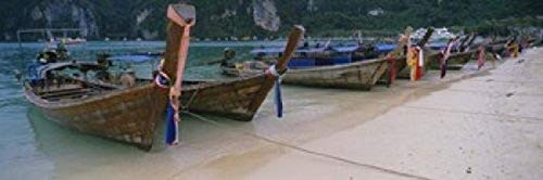 Posterazzi PPI94367S Longtail Boats moored Mahya Beach Ko Lee Phi Islands Thailand Poster Print, 18 x 6 Posterazzi PPI94367S Longtail Boats moored Mahya Beach Ko Lee Phi Islands Thailand Poster Print, 18 x 6