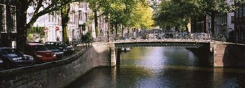 Posterazzi Bridge Across a Channel Amsterdam Netherlands Poster Print, (18 x 7), Varies