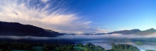 Posterazzi Surrounded Poster Print by Mountains Derwent Water Lake District Cumbria England United Kingdom, (18 x 6)
