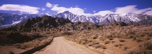 Posterazzi Dirt road passing through an arid landscape Lone Pine Californian Sierra Nevada California USA Poster Print, (18 x 7)