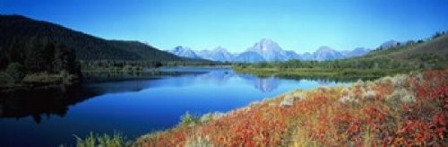 Reflection of mountain in a river Oxbow Bend Teton Range Grand Teton National Park Wyoming USA Poster Print (18 x 6)