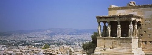 Posterazzi City viewed from a temple Erechtheion Acropolis Athens Greece Poster Print, (18 x 7)
