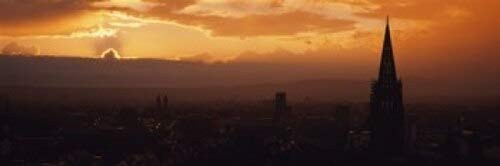 Posterazzi High section view of a building at dusk Freiburg Germany Poster Print, (18 x 7)
